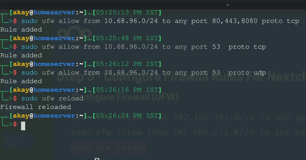 Nextcloud-AIO applying UFW firewall rules 