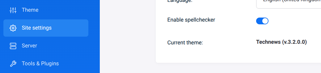 setting publii current theme