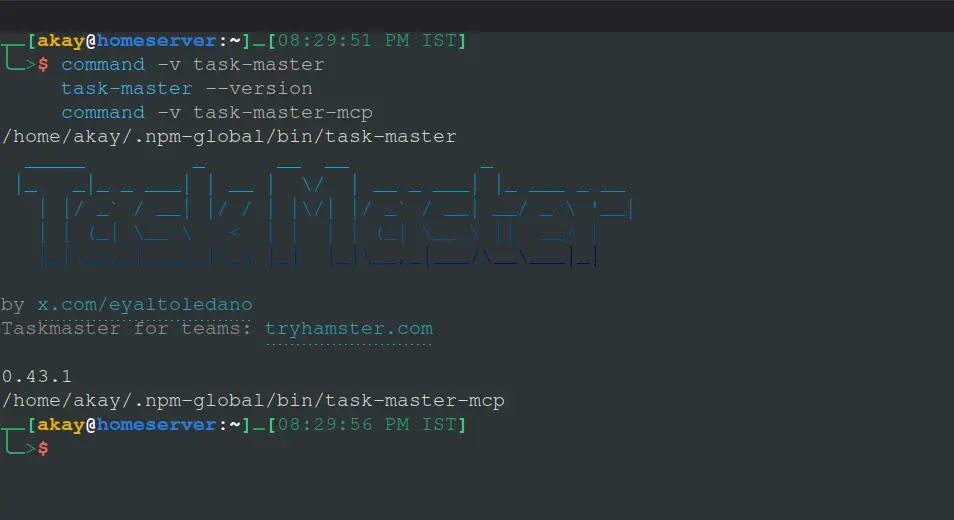 task-master MCP installation verificatioN