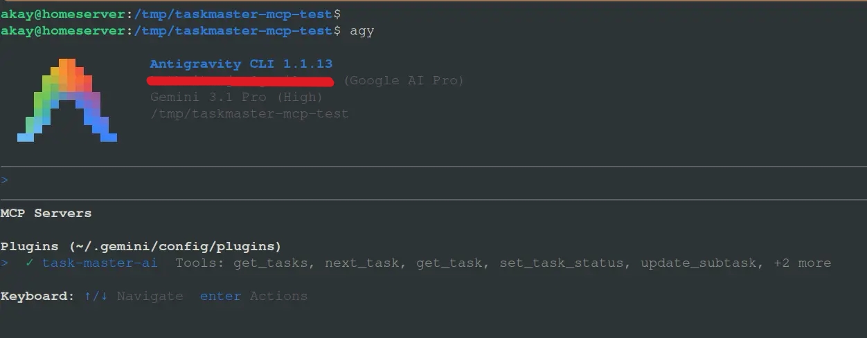 TASK-MASTER mcp server verification in antigravity