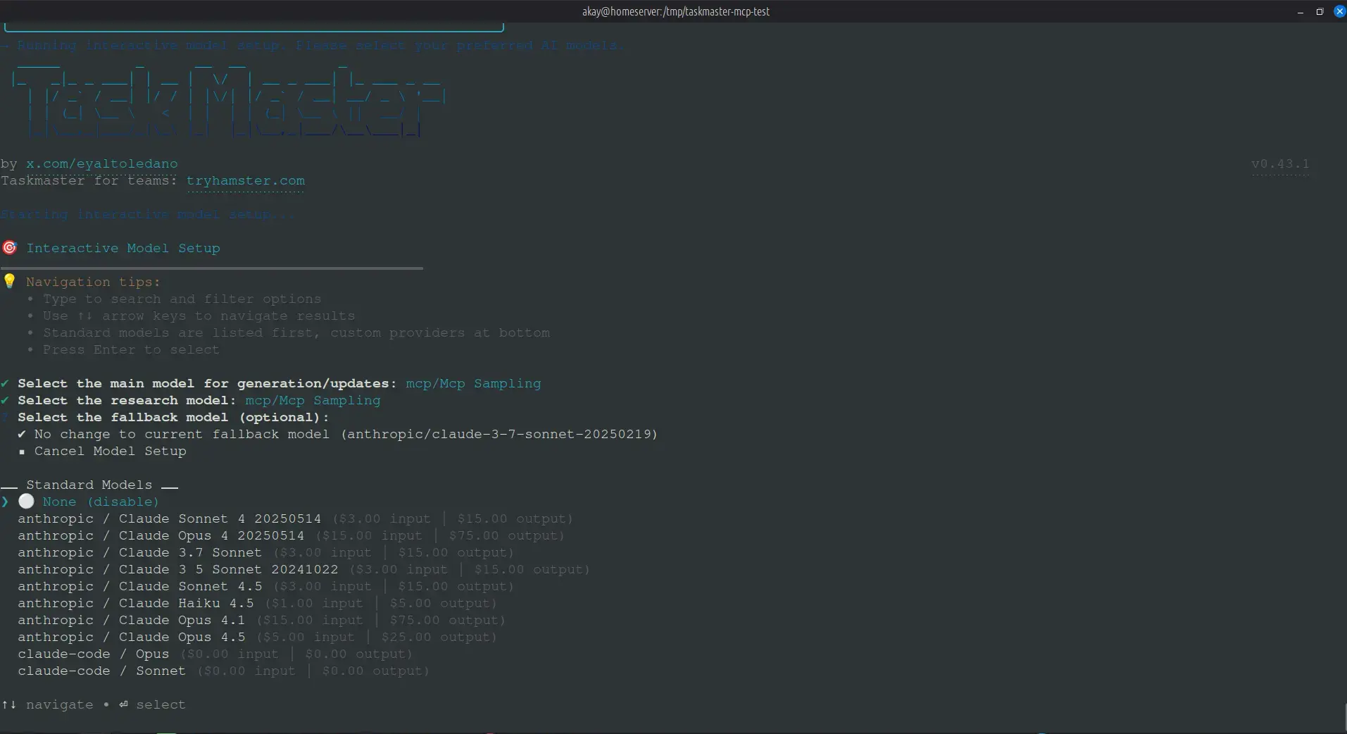 TASK-MASTER mcp configuration
